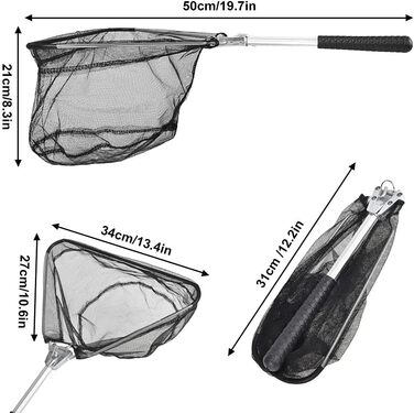 Рибальський сачок LYTIVAGEN Складний сачок для риби Сачок для риби Нейлонова сітка для риболовлі з неслизькою ручкою 34x27 см Стійка сачка для риболовлі Сачок для ставків для дорослих і дітей