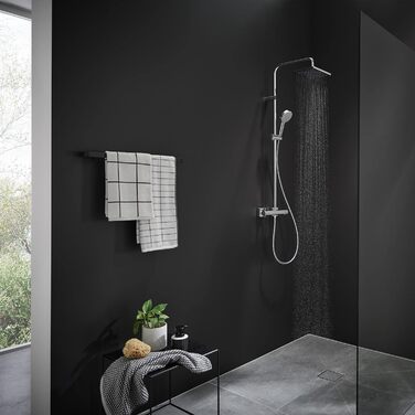 Душова система hansgrohe Vernis Shape з термостатом, економною лійкою (EcoSmart) 230 x 170 мм, ручною лійкою, шлангом та штангою, хром, 26097000