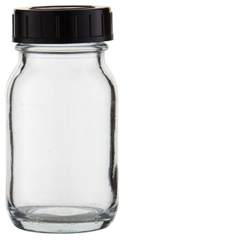 Пляшки з широким горлом 100 мл, прозоре скло, включаючи кришку, що загвинчується, з герметичним диском *** Пляшки з широким горлом, банки з загвинчуваною кришкою, банки з широким горлом, скляні банки, універсальні банки, побутові банки, скло з широким гор