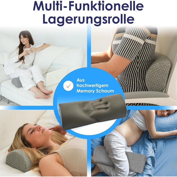 Подушка для колін DYNMC you для сну на боці Комфортний валик для ніг ПЕРЕМОЖЕЦЬ ПОРІВНЯННЯ ДУЖЕ ДОБРЕ Подушка для сну Подушка у формі півмісяця Подушка для ніг для релаксації та комфорту (сіро-біла картата)