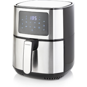 Фритюрниця, 5,5 л, швидка циркуляція повітря, потужність 1400 Вт, кошик з нержавіючої сталі, фритюрниця для здорового приготування, сенсорний екран, світлодіодний цифровий дисплей, панель керування з інтегрованим попередньо встановленим меню.