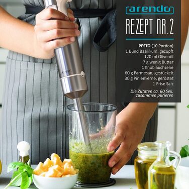 Ручний блендер 1000 Вт - ручний блендер з нержавіючої сталі - блендер - чотирилопатевий ніж - безступінчасте регулювання швидкості