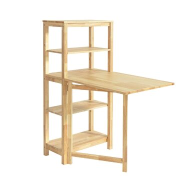 Розкладний обідній стіл SoBuy FWT70-N з полицею, обідній стіл з каучукового дерева, розкладний кухонний стіл, письмовий стіл, дерев&39яний стіл для кухні, їдальні, приблизні розміри 98 x 126 x 60 см (Ш x В x Г)