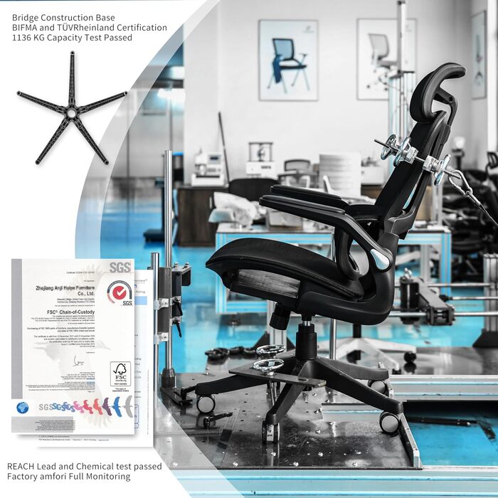 Ергономічне офісне крісло з адаптивною поперековою опорою, крісло керівника з карбонової сітки, комп&39ютерне крісло з високою спинкою та сидінням-водопад, вантажопідйомність 150 кг. Нейлон.