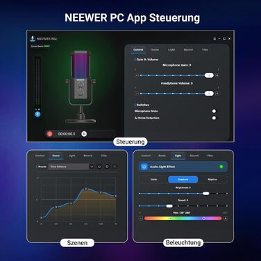 Мікрофон NEEWER AI для подкастингу, Plug & Play, кардіоїдна спрямованість, RGB-підсвітка, UM01