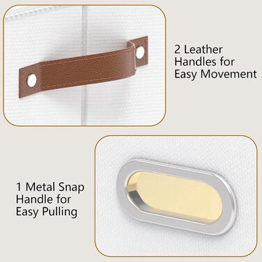 Тканинна коробка для зберігання Yawinhe з 3 предметів, складні кошики для зберігання з ручками, що праються, для спальні, зберігання одягу, 33x23x20 см, білий, SNK030WXS 33x23x20 см білий