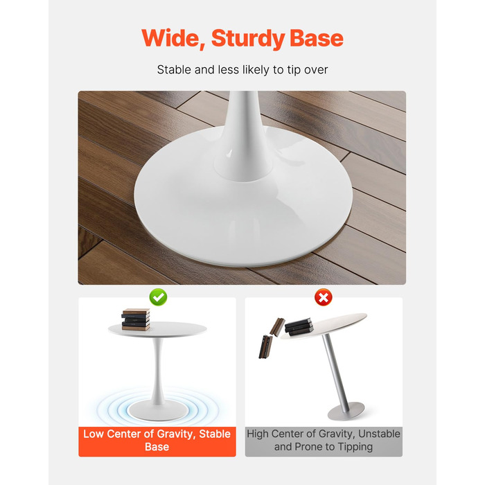 Круглий обідній стіл VEVOR, Кухонний стіл, Дерев&39яний стіл (80 см / вантажопідйомність 113,4 кг) для 2-4 осіб, Сучасні офісні столи з основою у формі тюльпана, для кухні, дому, вітальні, білий (лише стіл)