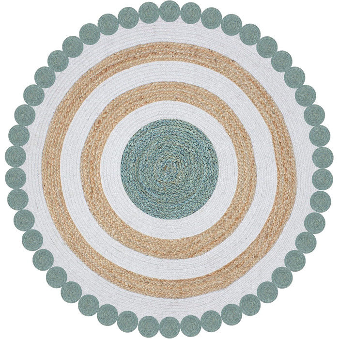 Килим з важкого матеріалу, гофрований, круглий, 30,5 см, бежевий, чорний, круглий килим, килим кілім, гребінчастий край, джутовий