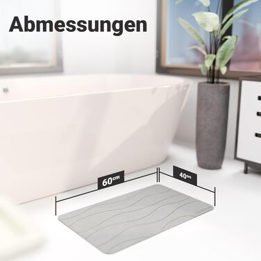 Килимок для ванної Minimism з каменю 60x40 см - Килимок для ванної з діатоміту - Килимок для ванної кімнати з каменю - Камінь Діатоміт - Килимок для душу, що швидко висихає