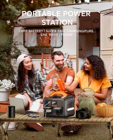 Портативна електростанція 236 Втгод чистої синусоїди змінного струму 300 Вт/230 В, вхід і вихід PD65 Вт, 8 виходів, мобільний генератор живлення для кемпінгу та кемперів на природі (портативна електростанція 300 Вт)