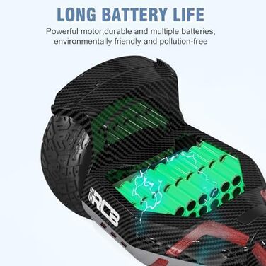 Позашляховий ховерборд RCB 8,5 дюймів – всюдихідний самобалансуючий самокат з LED-підсвічуванням, акумулятором 4 Аг, подвійним двигуном для дітей, підлітків та дорослих, чорний