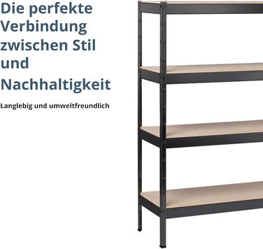 Полігатор SCHULTE Shelf World з 4 дерев&39яними полицями, 180x100x35 см (ВxШxГ), вантажопідйомність на полицю приблизно 90 кг, чорне текстуроване покриття, полиця для зберігання, полиця для підвалу, полиця для майстерні, безболтові полиці