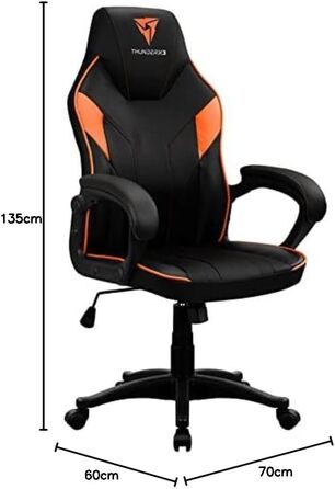 Ігрове крісло ThunderX3 EC1, штучна шкіра, чорний/помаранчевий, одномісний