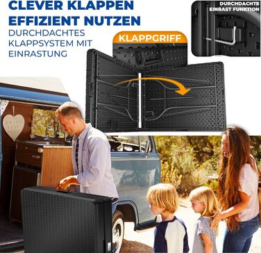 Стіл-фуршет KESSER, складаний, пластик, 183x76 см, вигляд з ротанга, кемпінговий стіл, стіл для вечірки, розкладний стіл, садовий стіл на 6 осіб, сад, патіо та балкон, складаний, в комплекті ручка для перенесення, антрацит