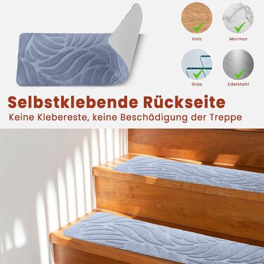 Килимки для сходів, самоклеючі килимки для сходів у приміщенні, 15 шт. , протиковзкі, ріжучі, багаторазові, захищають домашніх тварин, людей похилого віку та дітей (сірі, 55x19 см) 55 см x 19 см сірий