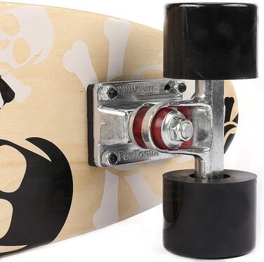 Скейтборд FunTomia Mini-Board Cruiser 57 см, виготовлений з 7-шарового канадського клена, включаючи кулькові підшипники ABEC-9. Білий череп / з чорними колесами.