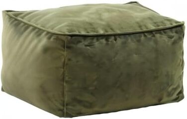 Табурет Icon Amara, оливково-зелений, пухнаста оксамитова тканина, оксамитова крісло-мішок, пуф з наповнювачем, пуф для ніг для вітальні, декор для вітальні, оливковий 88Г x 40Ш x 24В см