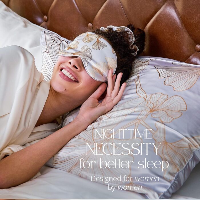Маска для очей GRACE & COMPANY з чистого атласу для сну та подорожей Шовковисто гладка маска для сну (Серафіна)