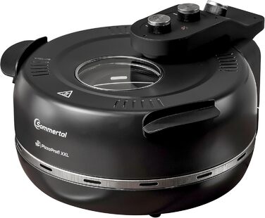 Піч для піци Sommertal PizzaProfi XXL з кам'яною плитою 39 см піч для піци електрична, швидка 3-хвилинна піца, до 380C набір із 5 предметів із вставкою для сковороди, 2 шт. шкірка для піци, різак, піца Stone PizzaProfi XXL 39 см