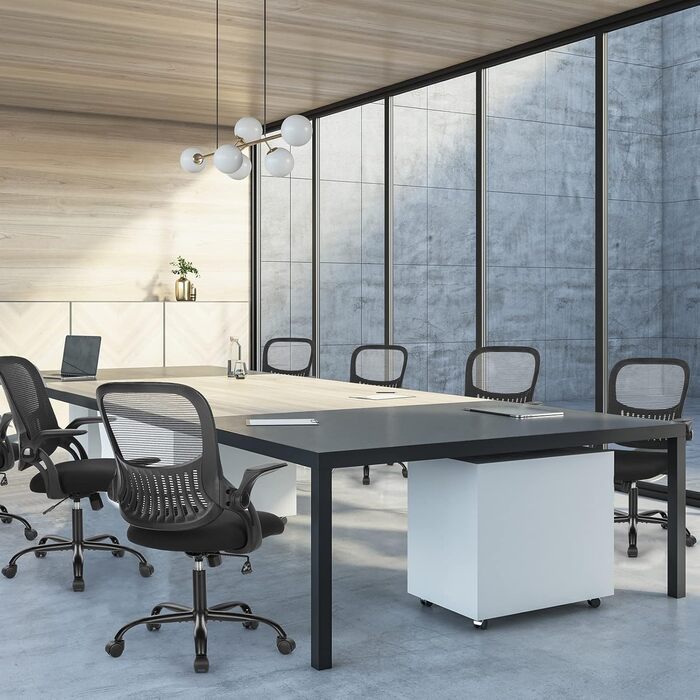 Ергономічне офісне крісло Sweetcrispy з відкидними підлокітниками, регульоване по висоті поворотне крісло для керівника, сітчасте крісло з функцією гойдання до 120 для домашнього офісу, офісу, кабінету, чорне 18,5&39 Г x 20,08&39 Ш x 41,3&39 В