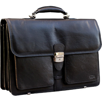 Портфель з натуральної шкіри, ділова сумка, сумка для ноутбука, сумка-месенджер (чорний)