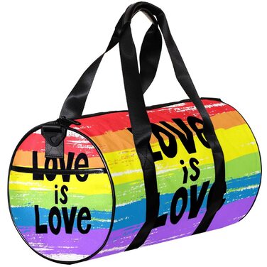 Спортивна сумка, маленька дорожня сумка, сумка для шопінгу та йоги, Любов це любов, сумка для фітнесу з барвистими смугами, ручна поклажа