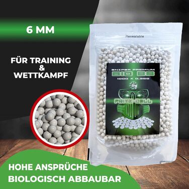 Кульки BB Bio Sniper Airsoft 6 мм преміум-класу – біорозкладні, 0,36 г, 3 × 1000 шт., ідеальні для снайперської стрільби