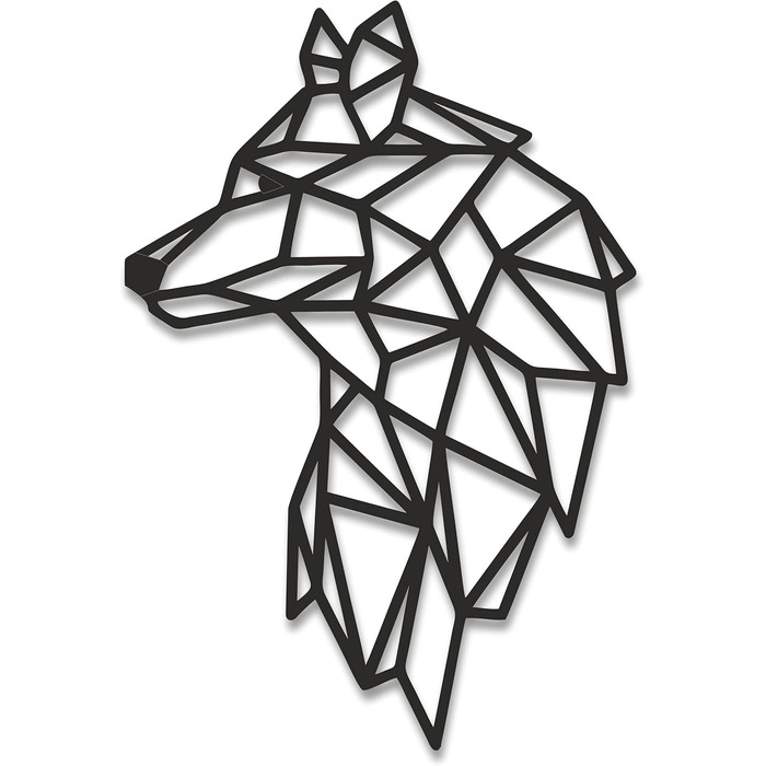 Панно WOLF 40x28см в чорному кольорі Настінне оздоблення дерев'яний вовк Настінне оздоблення деко настінне мистецтво Вирізання Нас