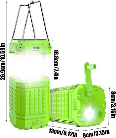 Сонячний ліхтар для кемпінгу Ліхтарі для кемпінгу Ліхтар для намету, яскраві сонячні ліхтарі для кемпінгу Акумуляторний водонепроникний портативний ліхтар ємністю 3000 мАг для подорожей, походів, піших прогулянок, автомобіля, флуоресцентно-зелений