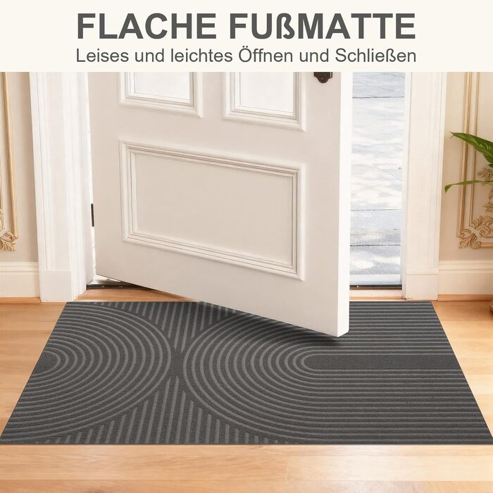 Килимок FEOMOS для внутрішніх/зовнішніх дверей 50x80 см, нековзний, брудозатримуючий килимок з абсорбуючою здатністю, миється та міцний, для вхідних дверей, коридору, балкону, кухні - сірий