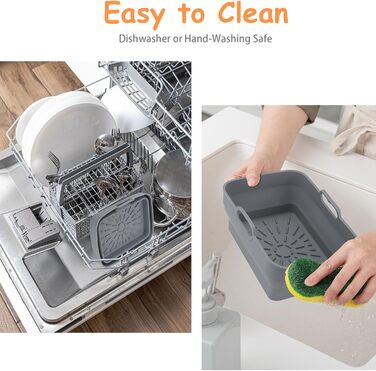 Аксесуари для фритюрниці ddLUCK Силіконова фритюрниця, складні силіконові форми для Ninja Foodi AF400EU/SL400EU/Cookwise/Princess і всі 7.6-9.5 л фритюрниці Dual Zone з магнітною кулінарною книгою (сірий, 2 шт. )