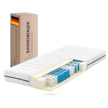Матрац Ravensberger Mattresses Ortho-Spring Pocket Spring - Рівень жорсткості H3, середньо-жорсткий - 90 x 200 см, висота 19 см - 7 зон - Сертифіковано Oeko-TEX Standard 100 H3 90 x 200 см