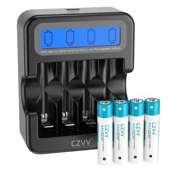 колір: 4 шт. + зарядний пристрій чорного кольору з рк-дисплеєм