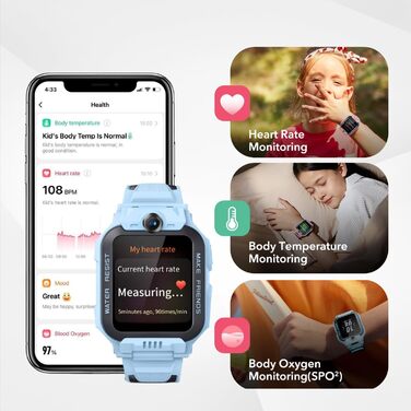 Для дітей з GPS та телефоном, Дитячий Smartwatch з HD відео та голосовими дзвінками, Дитячий GPS-годинник, Водостійкість IPX8 для плавання (Синій, Z7) Синій Z7, 7 Kids Smartwatch, 4G Smartwatch