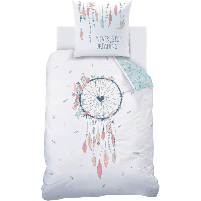 Комплект постільної білизни Matt&Rose TRAUMFNGER 135x200 80x80 - постільна білизна для дівчаток - фланель/бобр - Ловець снів, квіт