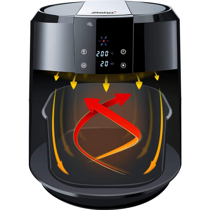 Аерофритюрниця Steba HF 5000 XL, 5.2 л, антипригарне покриття, функція підігріву, 7 автопрограм, 1800 Вт, чорна