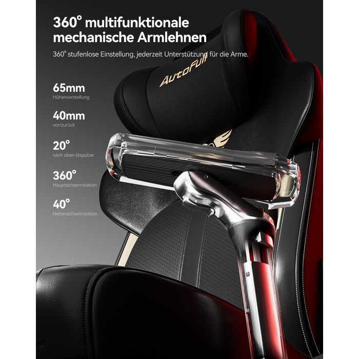 Ігрове крісло AutoFull M6 Ultra 2.0 з функцією масажу Ергономічне ігрове крісло перше у світі з вентиляцією та підігрівом, підлокітниками, що обертаються на 360, підголівником та підставкою для ніг для ігор та офісу (чорне)