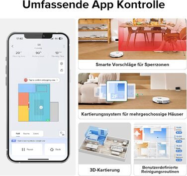 Робот-пилосос з подвійною щіткою та 6000 Па і 3D текстурованим легким роботом-пилососом, що уникає перешкод, сумісний з Alexa для
