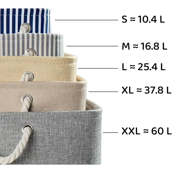 Тканиновий кошик для зберігання Mangata для шафи, різні розміри та кольори, полиці-кошики, коробка для зберігання, 4 шт. (сірий, великий) сірий L-4 шт.