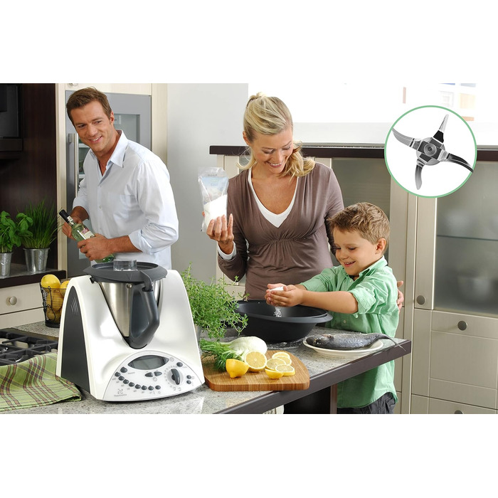 Ніж TM31 сумісний з кухонним комбайном з нержавіючої сталі Vorwerk Thermomix TM31 з ущільнювальним кільцем від Poweka