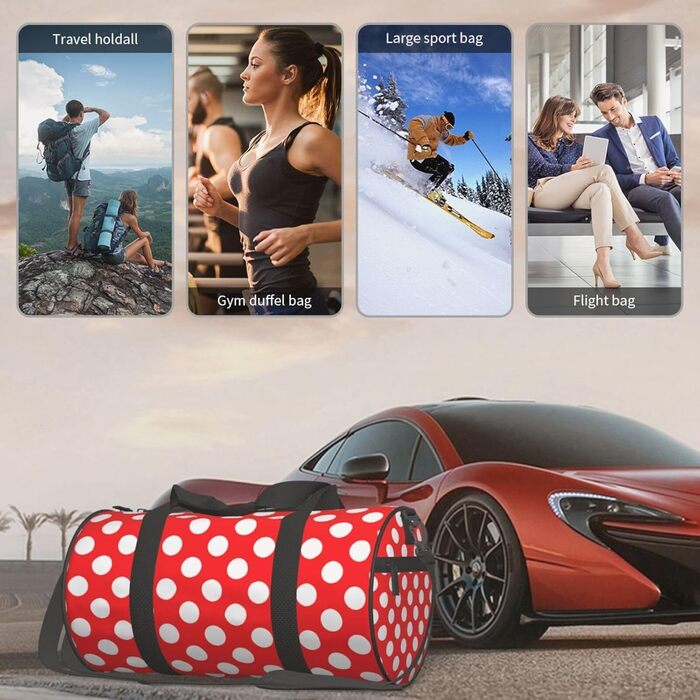 Синя смугаста сумка-дорожня сумка з черепом, кругла, великої місткості, легка та міцна, чудовий подарунок для піших прогулянок, відпустки, ділових поїздок та іншого, з милим гороховим візерунком, універсальний розмір.