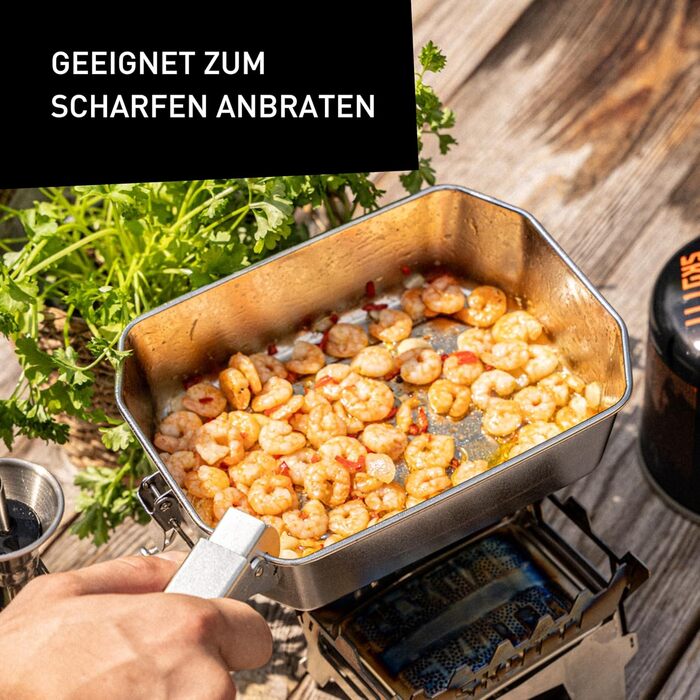 Ланч-бокс SKOTTI Boks 1.0L, нержавіюча сталь, штабелюється та герметичний, також використовується як каструля або сковорідка, ланч-бокс з нержавіючої сталі для дорослих та дітей, ідеально підходить як ланч-бокс 1.0 літр