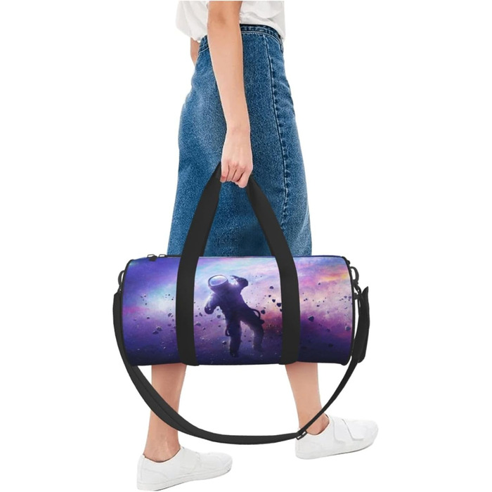 Спортивна сумка для подорожей, сумка-дорожня, з принтом космонавта, на нічліг, чорна, універсальний розмір, дорожня сумка