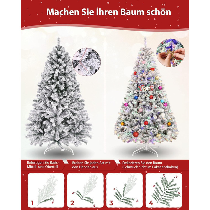 Штучна ялинка з вогнями 180 см біла Himimi