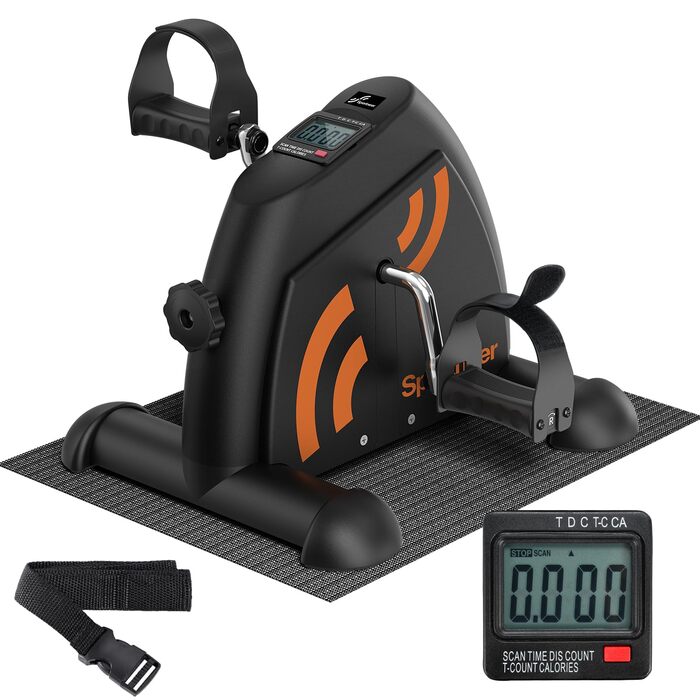 Педальний тренажер Sportneer для людей похилого віку, міні-велотренажер з РК-дисплеєм, домашнє фітнес-обладнання настільний велоергометр, ергометр для людей похилого віку, тренажер для рук та ніг для людей похилого віку з протиковзким килимком, чорний та 