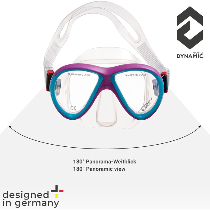 Набір для підводного плавання La Gomera Pro Jr. для дітей Розроблено в Німеччині Професійний силіконовий 2-елементний дитячий дайвінг-набір (маска для підводного плавання, трубка та сітчаста сумка) з сухою трубкою та захисною лінзою рожевого/блакитного ко