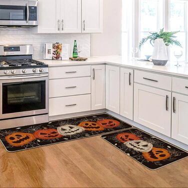 Модний павутинний килимок для кухні Jack-o'-Lantern Halloween набір з 2, миються декоративні кухонні килимки для внутрішнього і зо
