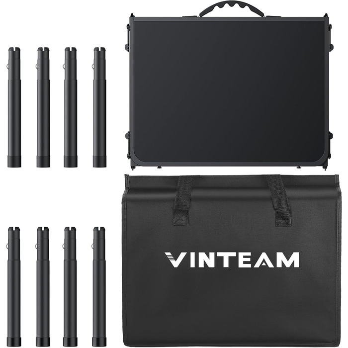 Складаний кемпінговий стіл VINTEAM 87x40 см 3 складні, регульована висота в 3 напрямках, алюмінієвий складаний стіл, балконний стіл, бічний столик, садовий стіл, легкий та портативний, ідеально підходить для кемпінгу, барбекю, пікніка та саду, МДФ