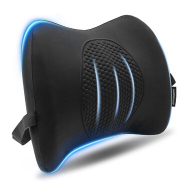 Поперекова опорна подушка з піною з ефектом пам&39яті, ергономічна спинка для автомобілів, офісних стільців, автокрісел та інвалідних візків, регульована, зручна, дихаюча гелева поперекова подушка для подорожей, сну та роботи