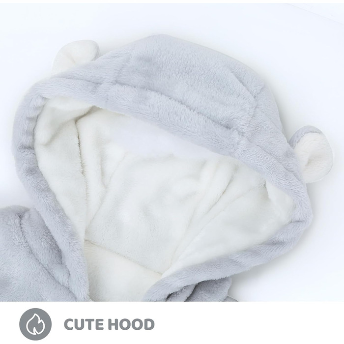 Зимовий комбінезон WYTbaby для малюків, фланелевий, зимовий, для хлопчиків та дівчаток 3-6 місяців, сірий